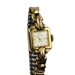 14k Gold Art Deco Edelstahl Boden Women's Watch