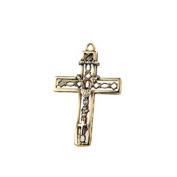 14k Gold Yellow & White Filigree Rosery Cross Pendant 5 Of 5