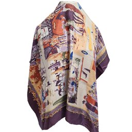 Hermes Un Sicle De Courses A Deauville Silk Scarf 34' X 34'