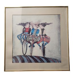 1976 Framed Graciela Rodo Boulanger 'Holiday On Wheels' Lithograph 30.5' X 30.5'