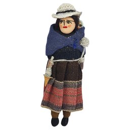 Vintage Miexican Indian Cloth Doll Of A Woman Carrying A Baby