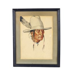 Vintage Framed Winold Reiss Morning Gun Native American Portraits 1 Of 3