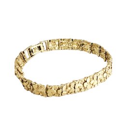 Retro 14K Yellow Gold Nugget Links Unisex Bracelet 9'