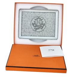 Hermes Mosaique Au 24 Platinum Silver Sushi Plate 2 Of 3