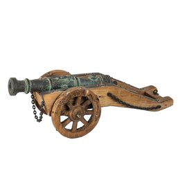 Vintage Wood & Cast-Iron Miniature Toy Reproduction Cannon Artilleria Luis XV Siglo XVIII