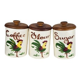 Vintage Kitchen Canister Floral Set Coffee, Flour, Sugar