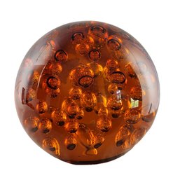 Murano Amber Sphere Bubble Large Heavy Glass 5 Ibs.. 11oz