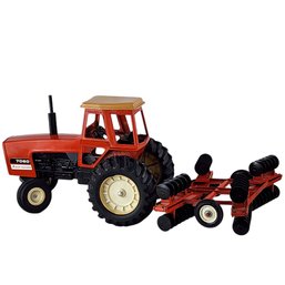 1/16 Allis Chalmers 7060 Tractor With Orange Folding Wing Disc Harrow By Spec Cast