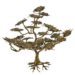 Mid Century Artisan Gold Metal Tree Of Life Sculpture