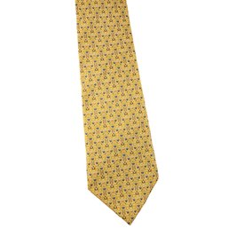 Hermes Equestrian Horse Yellow Silk Tie 1 Of 4