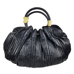 Michael Kors Black Pleated Leather Hobo Bag With Dust Bag