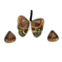 Vintage Germany Signed Butterfly Brooch & Earrings Set