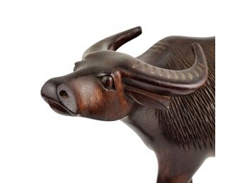 Vintage Medium Mahogany Asian Water Buffalo OX Figural Curved Sculpture 8.25' X 13'