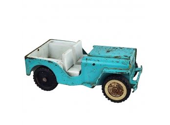 Vintage Turquoise Tonka Jeep Steel Toy Made In U.S.A