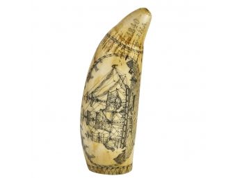 Scrimshaw Whales Tooth Reproduction, The Ship Albatross 1840 By J.H.A