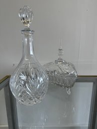 Crystal Decanter And Candy Dish