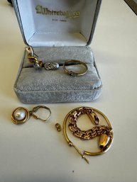 Lot Of 14k Gold Single Earrings And Misc