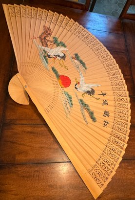 Large Oriental Wooden Fan Approx 40' Across