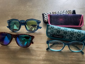 2 Sunglasses And Foster Grant Readers (2.75) With Cases