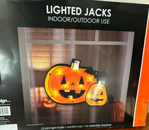 Halloween Window Lighted Jack-O-Lanterns