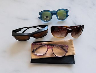 3 Pairs Sunglasses And One Set Readers (2.50) With Cloth Cases
