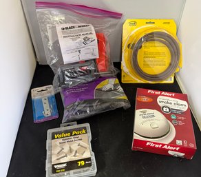 Misc Lot, Smoke Detector New, House Seals, Door Lock Installation Kit  Etc..