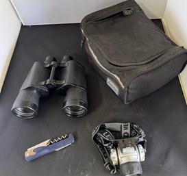 Binoculars With Bag  , Knife, Head Gear Light