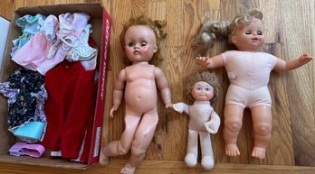 Vintage Doll Lot With Clothes