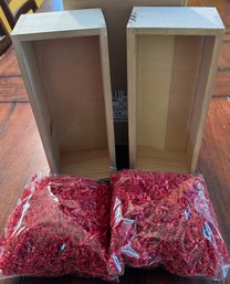 Gift Boxes 2 (wood) New With Red Filler Paper