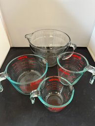 4 Glass Measuring Cups ( Some Pyrex )