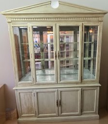 White Wash China Cabinet With Lights