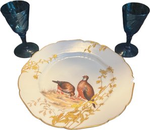 Plate And 2 Small Blue Glasses