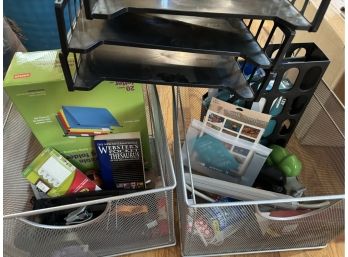 Misc Office Supplies With Baskets