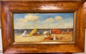 Signed Travis, James, Original Painting, Oil On Canvas - Titled 'Day At The Beach'. (pickup Or USP 3rd Party)