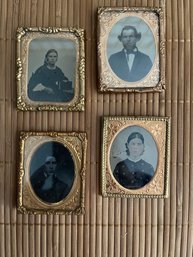 Set Of 4 Copper & Brass Framed Miniature Photos - (Pickup Or USPS Shipping Available)