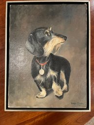 Long Hair Dachshund Painting On Canvas By Artist Gage Olsen