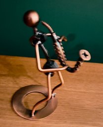 Copper Metal  Art - Musical Figurine - Saxophone (Pickup Or USPS Sipping Available)