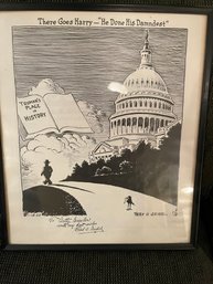 Frederick Otto Seibel - Signed Cartoon (1 Of 2 Offered) - 'There Goes Harry -He's Done His Darndest'