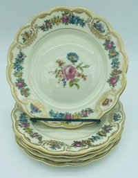 Set Of 5 Royal Bayreuth 6.5' Bread & Butter Plates - Pattern~ Nuremberg Bavaria