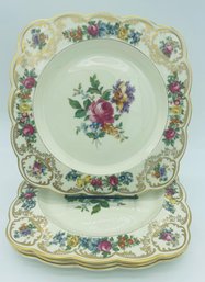 Set Of 4 Royal Bayreuth 8.75' Square Salad/Luncheon - Pattern~ Nuremberg Bavaria ( #2 Of 3 Sets Being Offered)