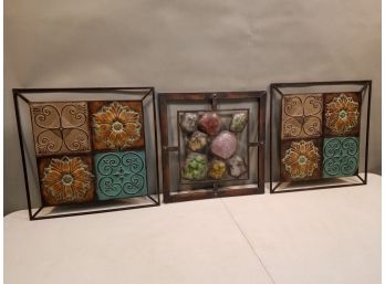 Lot Of 3 Tin Art Panels, 20x20 19x19 20x20 Inches