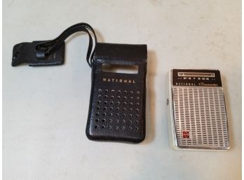 Vintage Matsushita National 7 Transistor Radio With Kickstand In Case, Model T-55 Japan