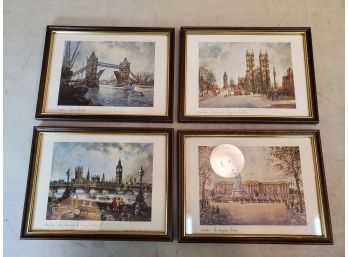 Set Of 4 Vintage 1981 Framed H. Moss London Prints, Times 4 Art Guildford Made In England, 8.5' X 6.5'