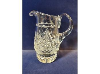 Cut Clear Crystal Glass Cream & Syrup Pitcher, 5.5'h X 4.75' X 2.75'