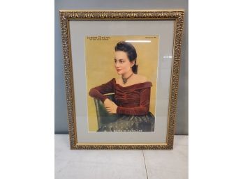 Custom Framed Olivia De Havilland New York Sunday Daily News Magazine Cover, February 18, 1940, 17x21