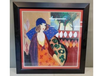 Custom Framed Print, Lady Seated By Window, 33'w X 32.5'h