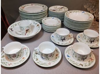 Set Of 51 Retroneu Arbor Life Butterflies & Birds Dinnerware Fine China, Arborlife