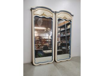 Pair Of White, Blue, And Gold Long Dresser Mirrors 50x20.5x2