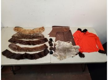 Mixed Lot Of Fur And Leather Parts Remnants