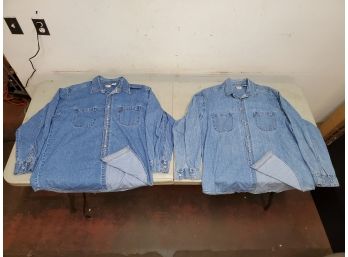 Pair Of Levi's Red Tab Men's Size Large Denim Shirts